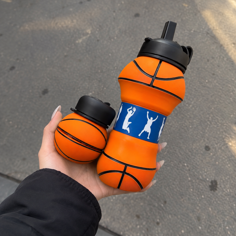 Foldable basketball water bottle easy to carry and portable