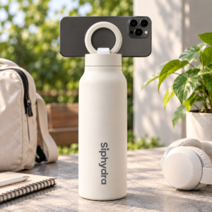 water bottle with mobile stand white